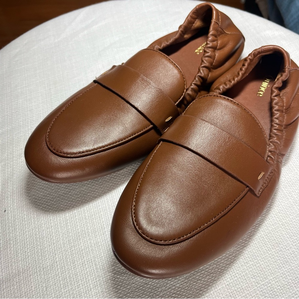 Quince Italian Leather Soft Loafer Ballet Flats Shoes Cognac Brown Prep Womens 7 - Picture 2 of 11